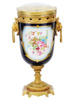 ANTIQUE FRENCH PORCELAIN WITH GILT BRONZE SETTING CLOCK