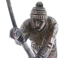 PATINATED BRONZE SCULPTURE OF FISHERMAN ON MARBLE BASE