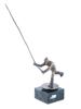 PATINATED BRONZE SCULPTURE OF FISHERMAN ON MARBLE BASE PIC-0