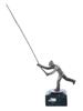 PATINATED BRONZE SCULPTURE OF FISHERMAN ON MARBLE BASE PIC-1