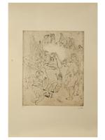 ANTIQUE BULGARIAN FRENCH ETCHING BY JULES PASCIN