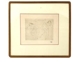 ANTIQUE BULGARIAN FRENCH ETCHING BY JULES PASCIN