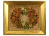 ANTIQUE VICTORIAN ERA FLORAL EMBROIDERY FRAMED PIC-0