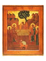 ANTIQUE 19TH C RUSSIAN OLD TESTAMENT TRINITY ICON