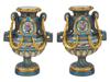 FRENCH SEVRES MANNER GILT HAND ENAMEL PORCELAIN VASES PIC-1