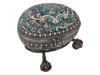 EXTRA LARGE RUSSIAN SILVER ENAMEL EGG WITH STAND PIC-0