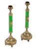 RUSSIAN GILT SILVER GUILLOCHE ENAMEL CANDLESTICKS PIC-0