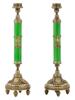 RUSSIAN GILT SILVER GUILLOCHE ENAMEL CANDLESTICKS PIC-1