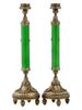 RUSSIAN GILT SILVER GUILLOCHE ENAMEL CANDLESTICKS PIC-2