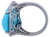 VINTAGE 14K WHITE GOLD TURQUOISE DIAMOND RING PIC-6