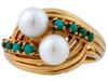 VINTAGE 14K GOLD FRESHWATER PEARL TURQUOISE RING PIC-0