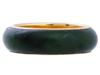 VINTAGE 14K GOLD DARK GREEN JADE STONE BAND RING PIC-1