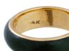 VINTAGE 14K GOLD DARK GREEN JADE STONE BAND RING PIC-3