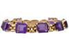 VINTAGE 14K GOLD AMETHYST STONE LINK BRACELET PIC-1