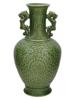 ANTIQUE CHINESE QING DYNASTY GREEN PORCELAIN VASE PIC-0