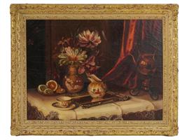 AMERICAN STILL LIFE OIL PAINTING BY MARSHALL HIRLE