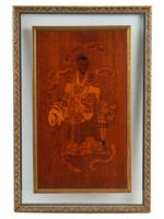 CHINESE REPUBLIC ERA MALE PORTRAIT WOOD INLAY PANEL