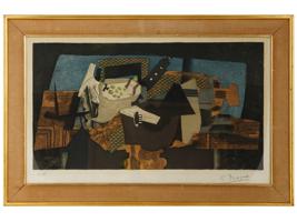 GEORGES BRAQUE FRENCH SIGNED ETCHING BLACK GUERIDON