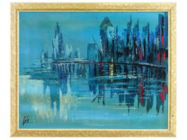 MID CENT VIEW OF NEW YORK ACRYLIC PAINTING BY CARLO