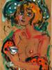 RUSSIAN WOMAN MIXED MEDIA PAINTING BY ANATOLY ZVEREV PIC-1