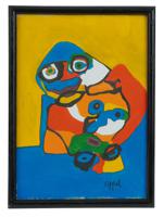 MID CENT ABSTRACT GOUACHE PAINTING BY KAREL APPEL