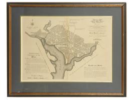 1792 ELLICOTTS PLAN OF WASHINGTON CITY ENGRAVED MAP