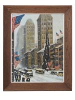 ATTR TO GUY WIGGINS NEW YORK CITYSCAPE OIL PAINTING
