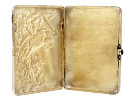 LARGE ANTIQUE RUSSIAN SILVER CIGARETTE CASE BOGATYR