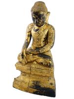 ANTIQUE BURMA GILTWOOD BUDDHA SHRINE FIGURE