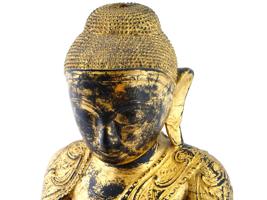 ANTIQUE BURMA GILTWOOD BUDDHA SHRINE FIGURE