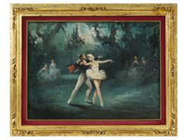 ITALIAN OIL PAINTING OF BALLET DANCERS BY P. VIDAL