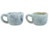 PAIR OF ANTIQUE CHINESE CARVED JADE TEA CUPS PIC-2