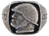 WWII ITALIAN SILVER ENAMEL MUSSOLINI HEAD RING PIC-0