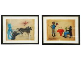 AFRO AMERICAN OIL PASTEL PAINTINGS BY BILL TRAYLOR