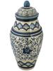 LARGE CHINESE COVERED BLUE WHITE PORCELAIN URN VASE PIC-1