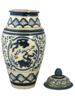 LARGE CHINESE COVERED BLUE WHITE PORCELAIN URN VASE PIC-2