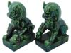 LARGE CHINESE GREEN GLAZED CERAMIC FOO DOGS FIGURES PIC-0