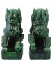 LARGE CHINESE GREEN GLAZED CERAMIC FOO DOGS FIGURES PIC-2