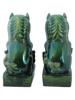 LARGE CHINESE GREEN GLAZED CERAMIC FOO DOGS FIGURES PIC-3