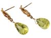 VINTAGE 14K GOLD LEMON QUARTZ DANGLE EARRINGS PIC-2