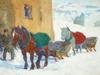 AUSTRIAN WINTER HORSES OIL PAINTING BY OSWALD ROUX PIC-1