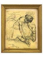 LITHOGRAPH PRINT BALLERINA STRETCHING AFTER EDGAR DEGAS