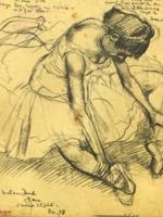 LITHOGRAPH PRINT BALLERINA STRETCHING AFTER EDGAR DEGAS