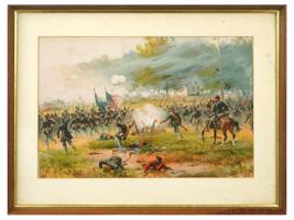 ANTIQUE AMERICAN CIVIL WAR LITHO BY THURE DE THULSTRUP