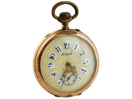 ANTIQUE EL AGUILA GOLD PLATED OPEN FACE POCKET WATCH