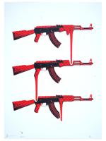 LOUIS VUITTON RED KALASHNIKOV POP ART PRINT SIGNED