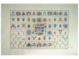 ANTIQUE COLORED LITHOGRAPH TABLE OF COATS OF ARMS