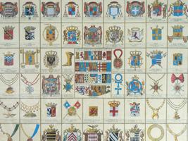 ANTIQUE COLORED LITHOGRAPH TABLE OF COATS OF ARMS