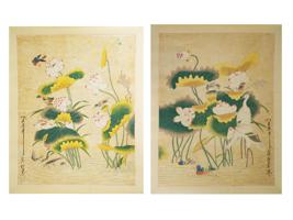CHINESE WATERCOLOR PAINTINGS ON SILK SCROLL SIGNED