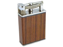 ART DECO DUNHILL SILVER PLATED WOOD TABLE LIGHTER